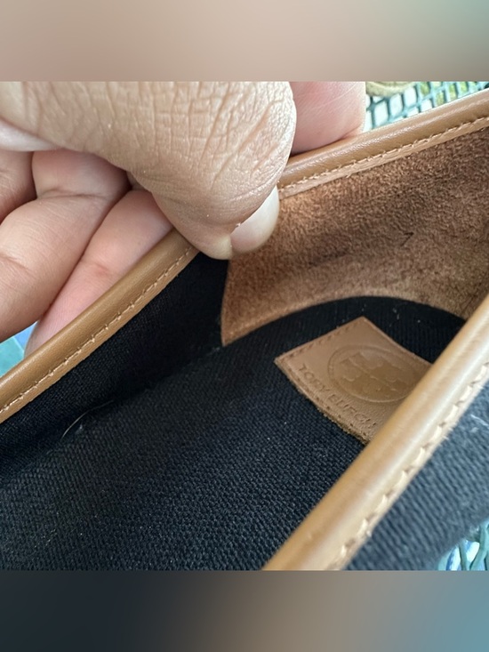 Tory Burch Black and Tan Espadrille Wedge Peep-Toe Size 7 - Picture 6 of 9